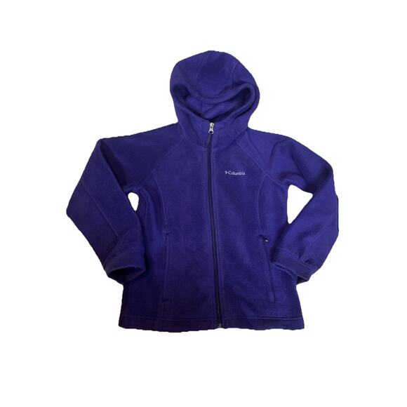 Youth Columbia Full Zip Fleece Jacket Small Purple Hooded - Picture 1 of 9